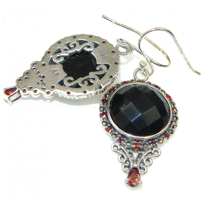 Secret Black Onyx & Garnet Sterling Silver earrings