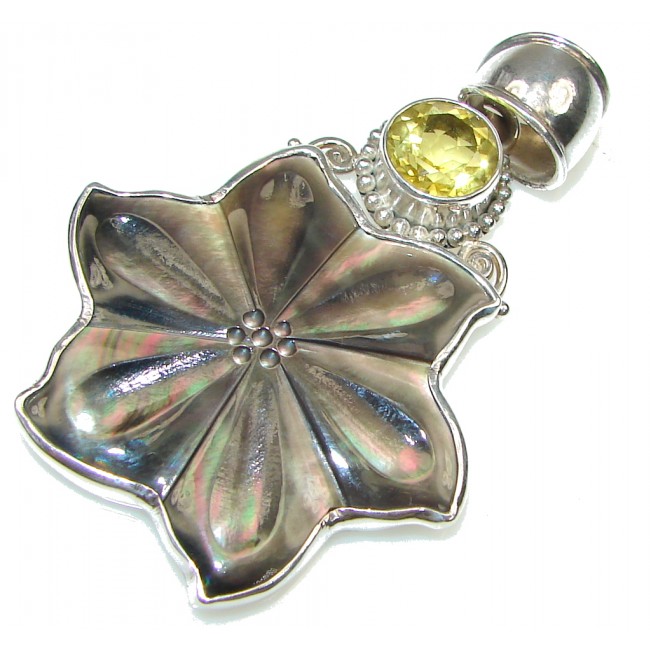 Mystic Flower! Blister Pearl Sterling Silver pendant