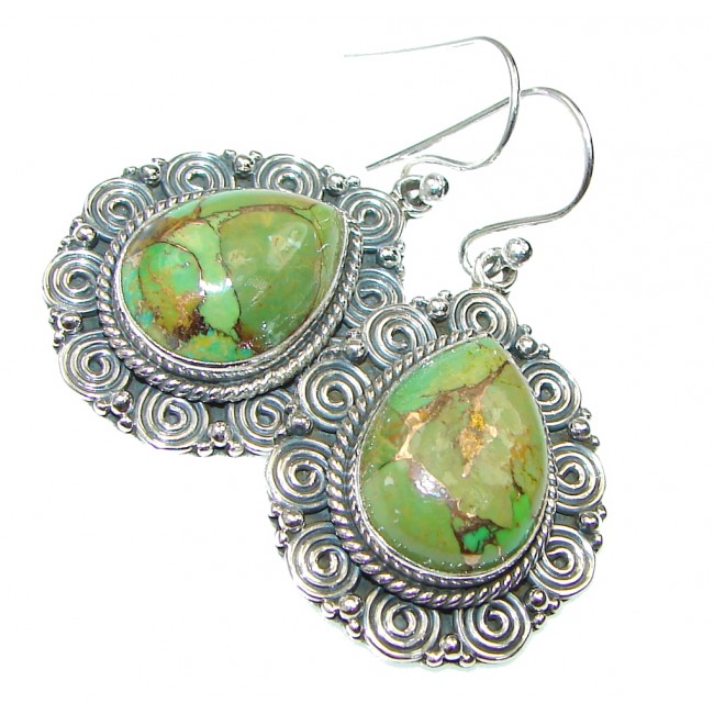 Perfect! Green Copper Turquoise Sterling Silver earrings