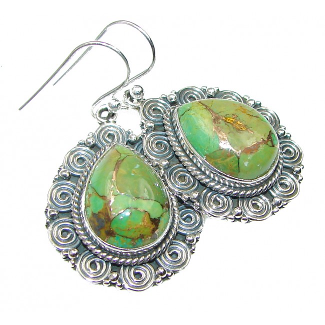 Perfect! Green Copper Turquoise Sterling Silver earrings