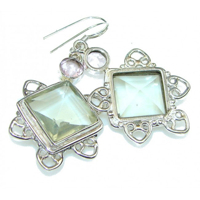 Precious Light Green Amethyst Sterling Silver earrings