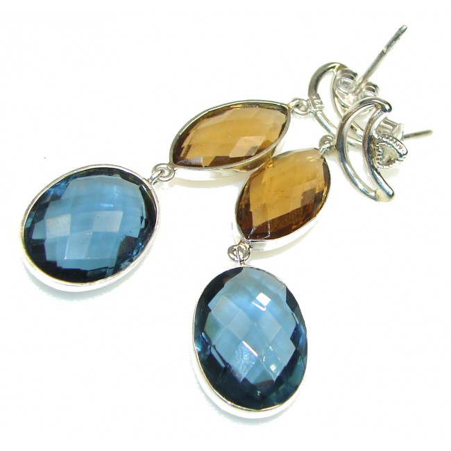 Excellent Multicolor Quartz Sterling Silver earrings / Long