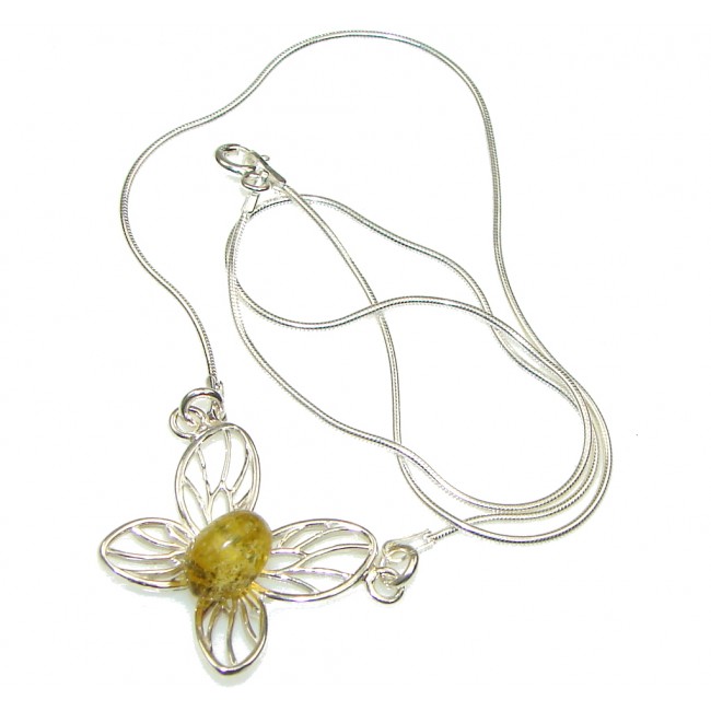 Perfect! Yellow Polish Amber Sterling Silver necklace