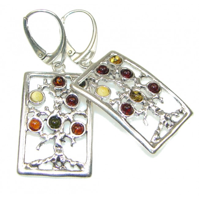 Family Tree! Baltic Polish Amber Sterling Silver earrings