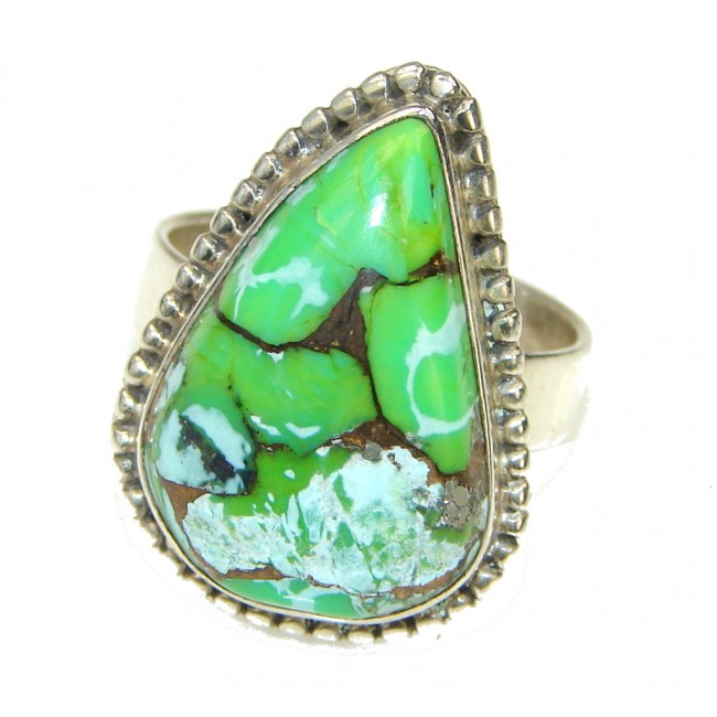 Green Island! Green Copper Turquoise Sterling Silver ring s. 9 1/4