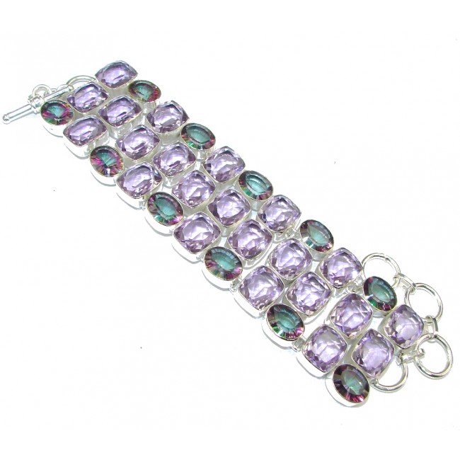 Beautiful! Created Purple Amethyst & Magic Topaz Sterling Silver Bracelet