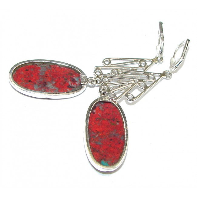 Awesome! Red Sonora Jasper Sterling Silver Earrings / Long