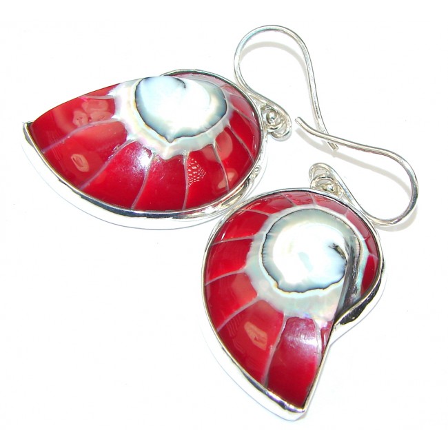 Red Beach Night! Shell Sterling Silver earrings