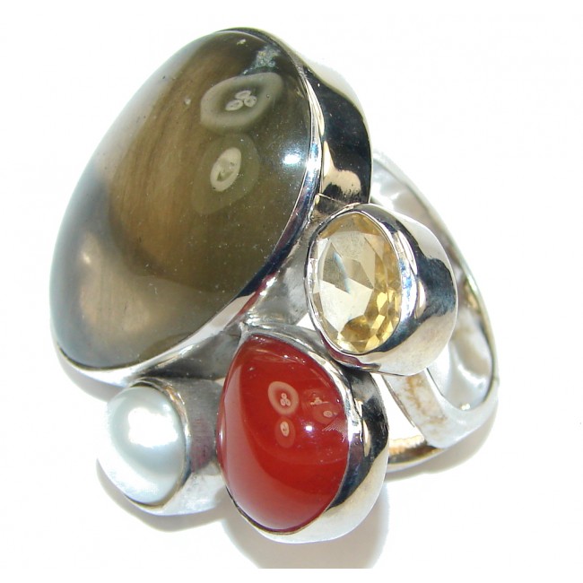 Harmony SunSet! Brown Smoky Quartz Sterling Silver ring s. 8