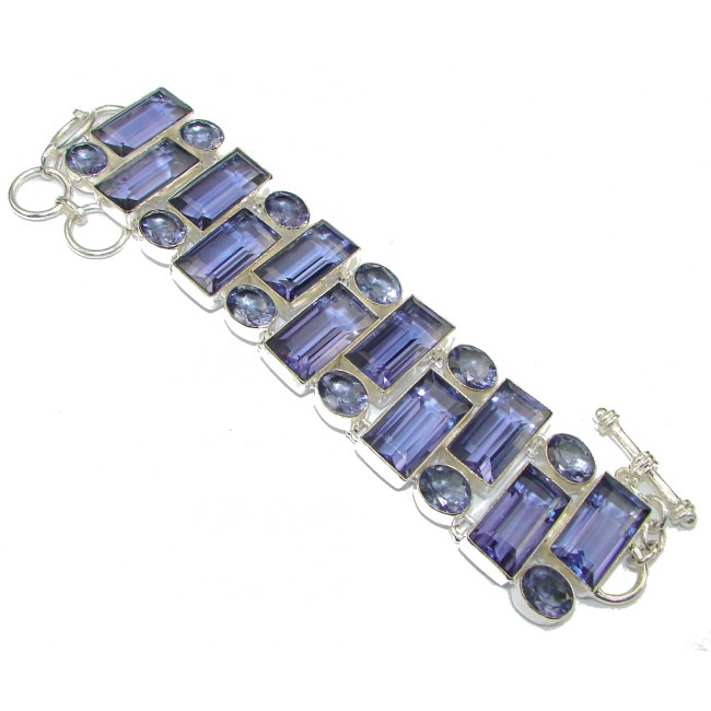 Sweetheart! Created Purple Amethyst Sterling Silver Bracelet
