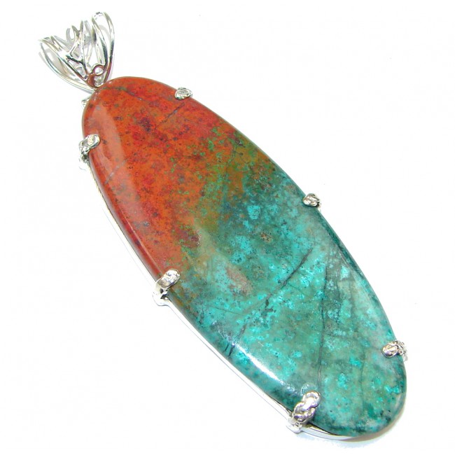 Big! Natural AAA Red Sonora Jasper Sterling Silver Pendant