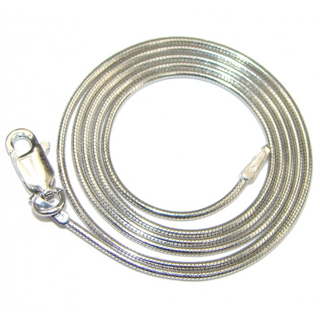 Snake Rhodium Plated Sterling Silver Chain 18'' long, 0.5 mm wide