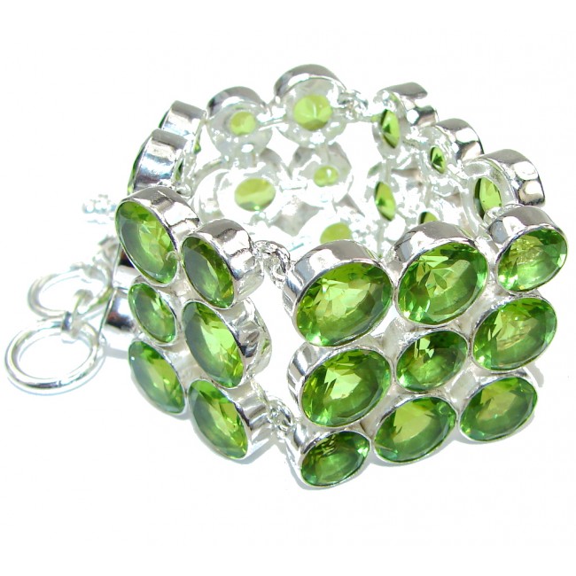 Green Secret! Created Peridot Sterling Silver Bracelet
