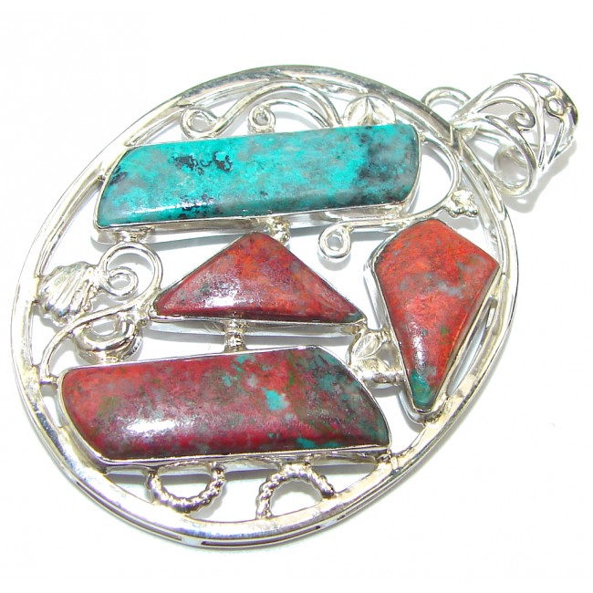 Natural! AAA Red Sonora Jasper Sterling Silver Pendant