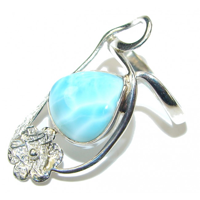 Pacific Glory! AAA Blue Larimar Sterling Silver Ring s. 8 1/4