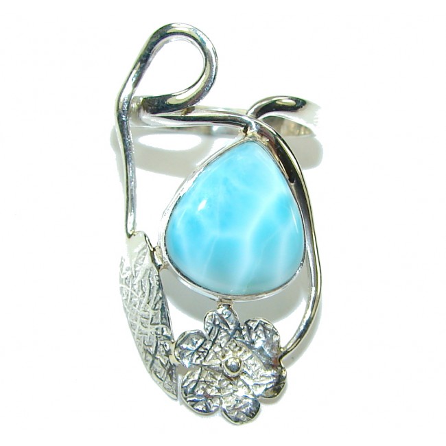 Pacific Glory! AAA Blue Larimar Sterling Silver Ring s. 8 1/4