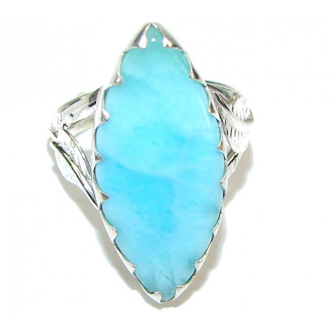 Simple Design! AAA Blue Larimar Sterling Silver Ring s. 6 1/2