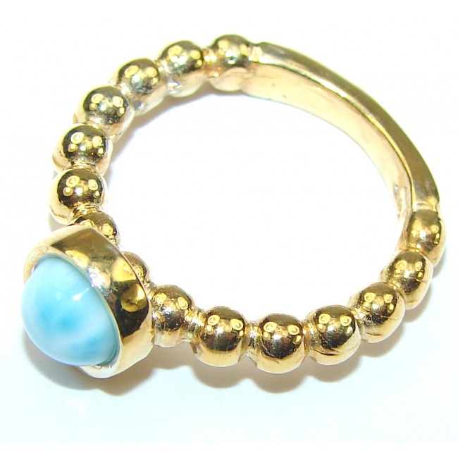 Delicate! AAA Blue Larimar, Gold Plated Sterling Silver Ring s. 5 1/4