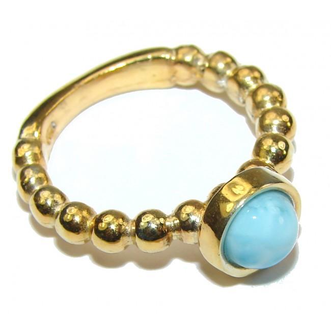 Delicate! AAA Blue Larimar, Gold Plated Sterling Silver Ring s. 5 1/4