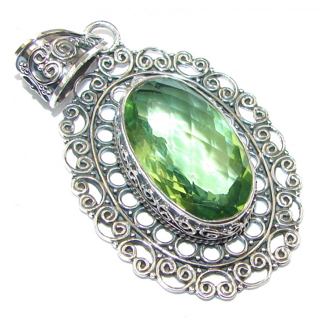 Bali Secret! Created Green Peridot Sterling Silver Pendant