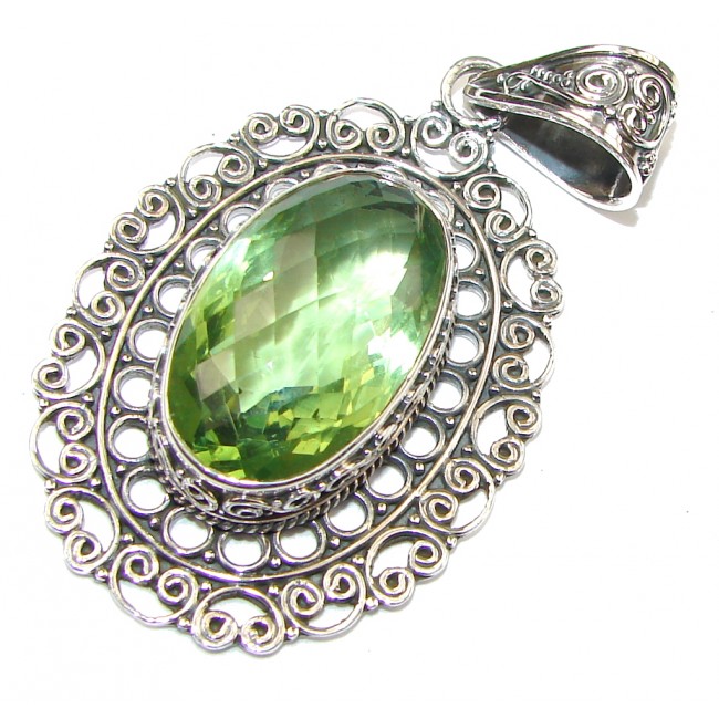 Bali Secret! Created Green Peridot Sterling Silver Pendant