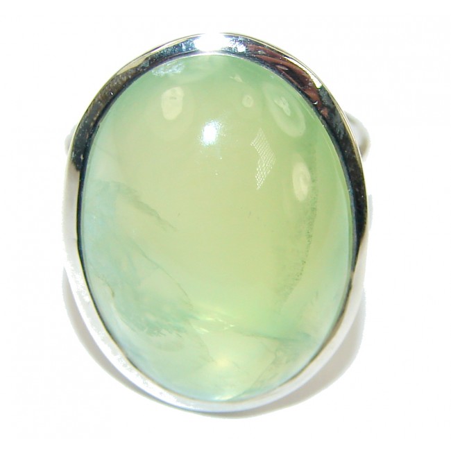 Green Secret! Moss Prehnite Sterling Silver ring; s. 6 1/4