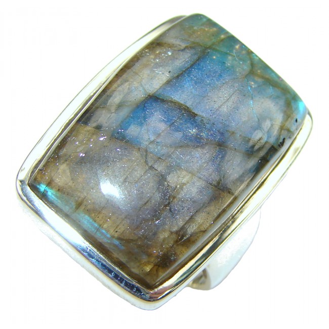 Beautiful! AAA Blue Labradorite Sterling Silver Ring s. 7 1/4