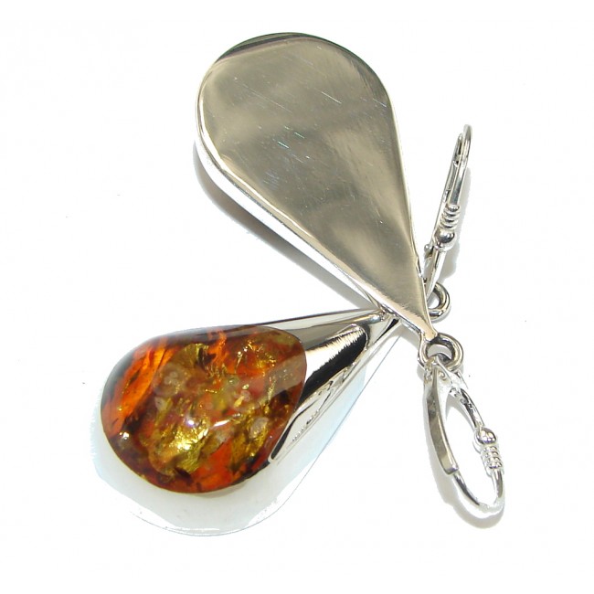 Natural Beauty! Polish Baltic Amber Sterling Silver earrings