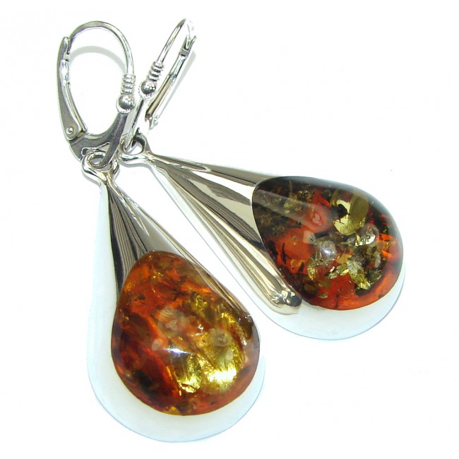 Natural Beauty! Polish Baltic Amber Sterling Silver earrings