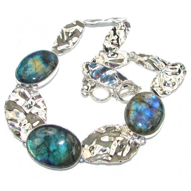 Natural Beauty! AAA Blue Labradorite Sterling Silver necklace