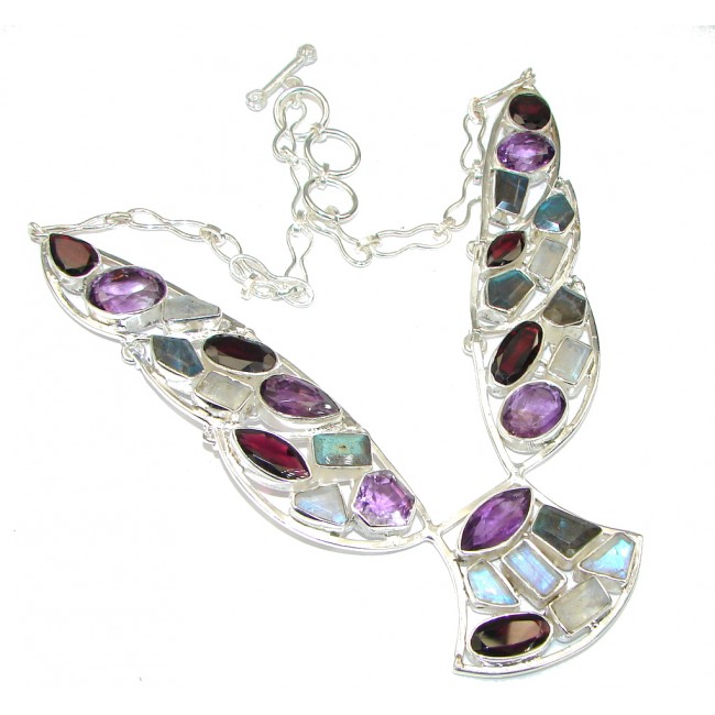 Chunky Touch Of Life Multigem Sterling Silver Necklace