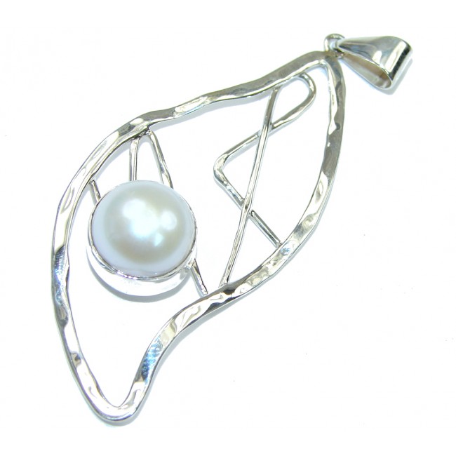 Big! Ice Queen! White Fresh Water Pearl Sterling Silver pendant