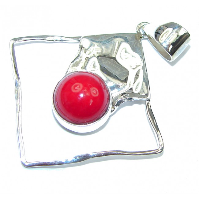Lovely! Red Fossilized Coral Sterling Silver pendant