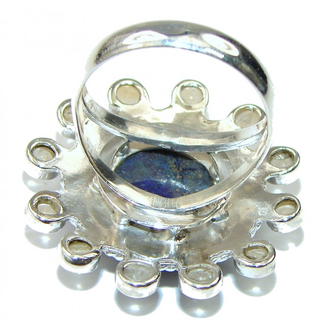 Stylish! Blue Lapis Lazuli Sterling Silver Ring s. 9 1/2