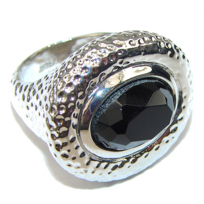 Just Perfect! Heavy Silver Hematite Sterling Silver ring s. 9 1/2