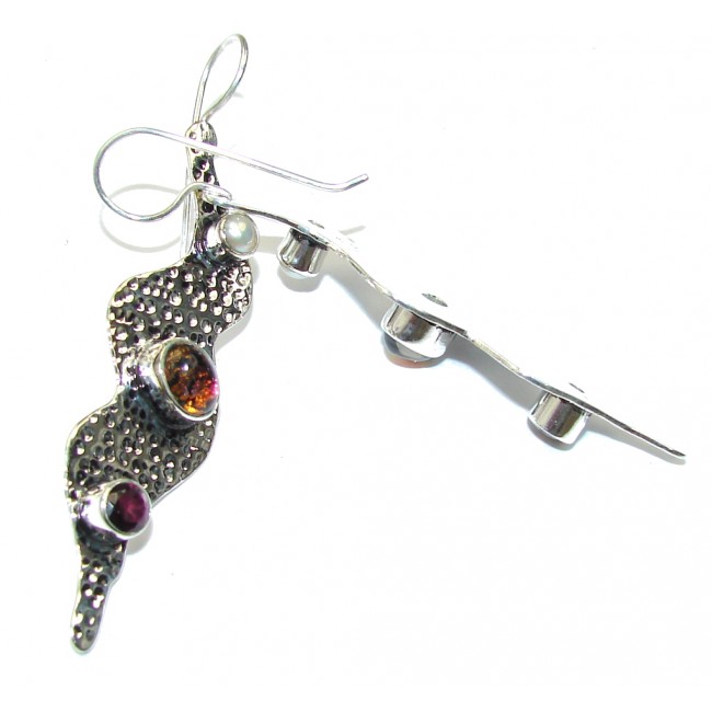 Stylish! Red Dichroid Glass Sterling Silver earrings