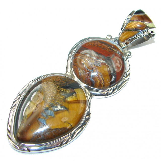 Big AAA Exclusive Golden Tigers Eye Sterling Silver Pendant