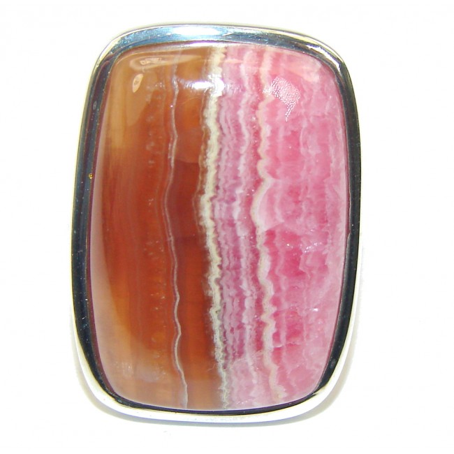 Amazing! AAA Pink Rhodochrosite Sterling Silver ring s. 8 1/2