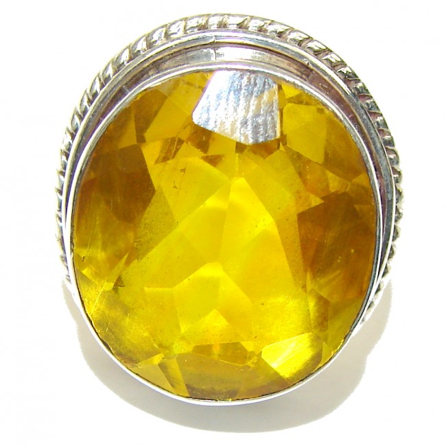Simple! Created Yellow Citrine Sterling Silver Ring s. 9 1/4