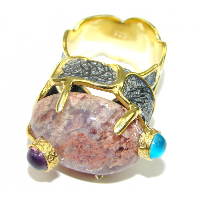 Big Treasure Sand Stone Gold Rhodium plated over Sterling Silver Ring s. 9