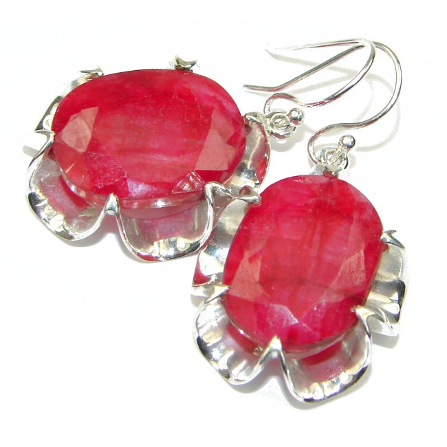 Bold Energetic Red Ruby Sterling Silver earrings / Long