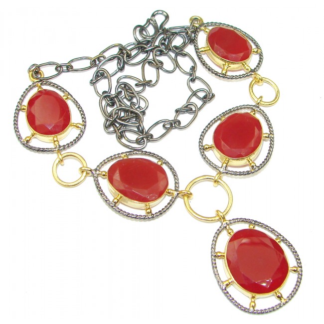 Love And Friendship! Orange Carnelian, Rhodium Plated, Gold Plated Sterling Silver Necklace