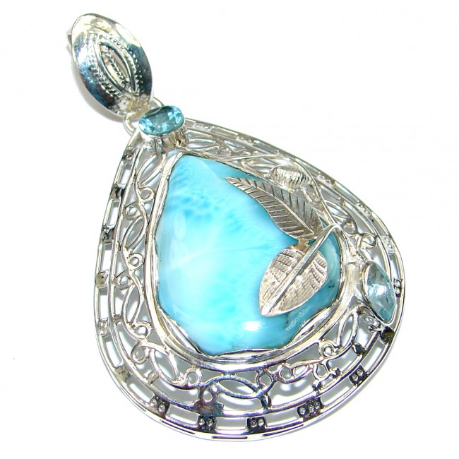 Exclusive! Light Blue Larimar & Swiss Blue Topaz Sterling Silver Pendant