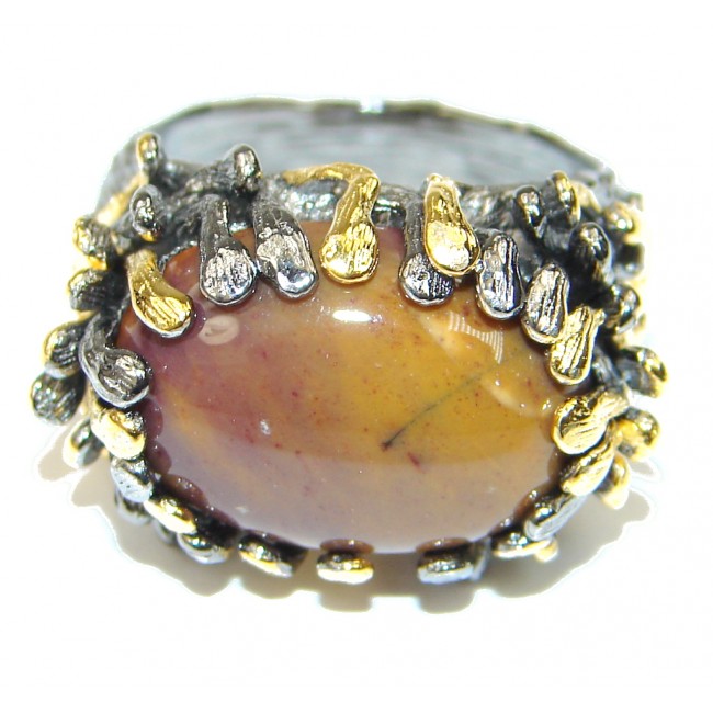 Beautiful! Mookaite, Rhodium Plated, Gold PLated Sterling Silver Ring s. 8
