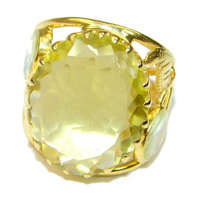 Excelusive! Natural Yellow Citrine, Gold Plated Sterling Silver Ring s. 9