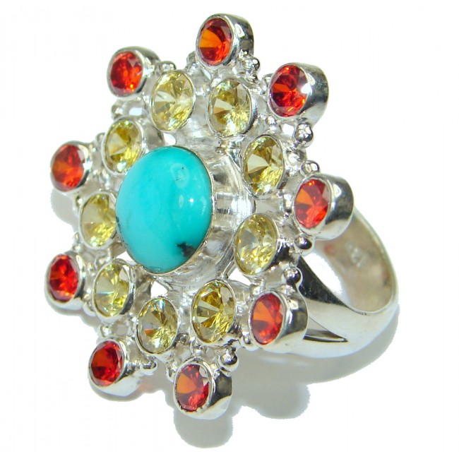 Aura Of Beauty! Blue Turquoise Sterling Silver ring s. 7 1/4