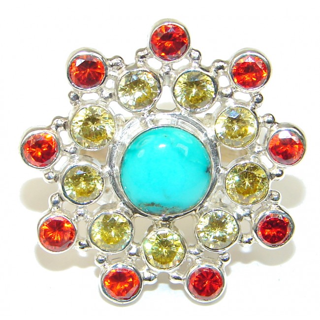 Aura Of Beauty! Blue Turquoise Sterling Silver ring s. 7 1/4