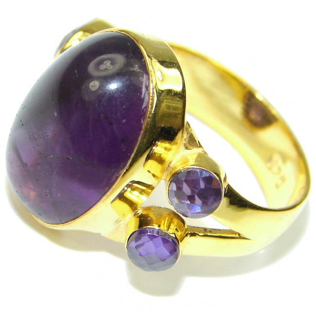 Natural! AAA Purple Amethyst, Gold Plated Sterling Silver Ring s. 8 1/4