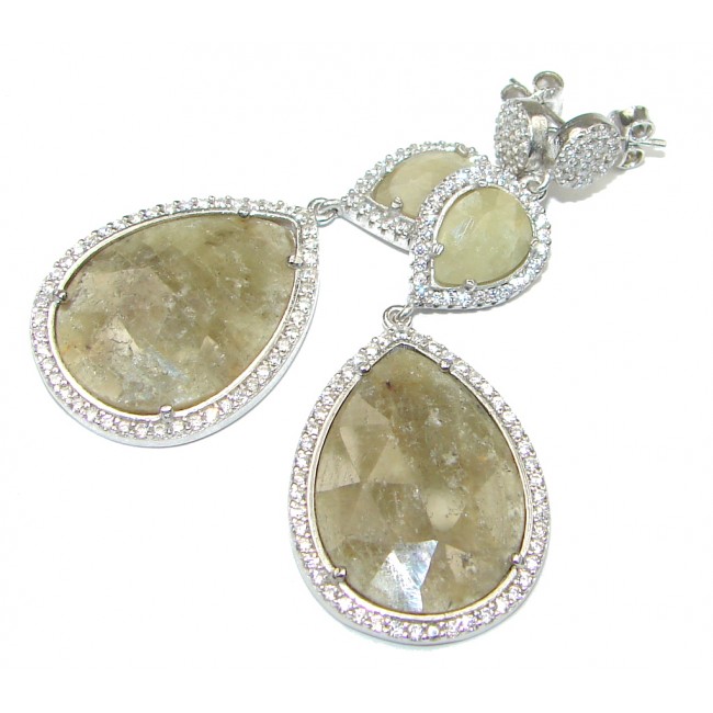 Exclusive! Green Sapphire & White Topaz Sterling Silver earrings