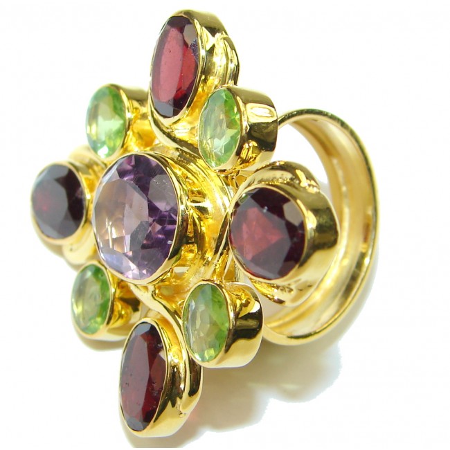 Genuine AAA Purple Amethyst, Gold Plated Sterling Silver Ring s. 7